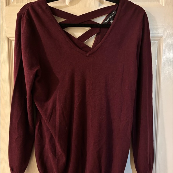 love ellie Sweaters - Love Ellie Women's Burgundy Crisscross in Back Sweater Medium